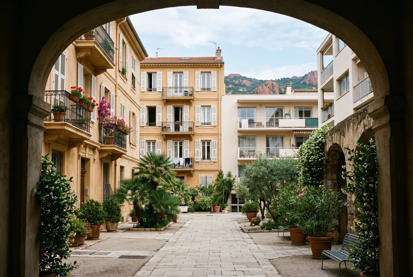 Cour intérieure d'un immeuble à Saint-Raphaël